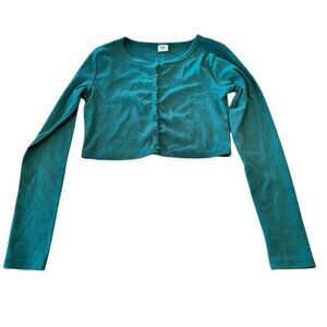Sunday Best Cropped Cardigan Long Sleeve Button Up Green Top Size Small‎